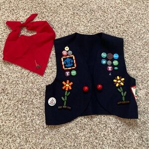 Vintage Camp Fire Girls Ceremonial Vest 60s/70s With Scarf